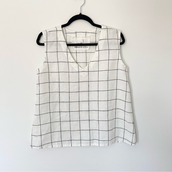 notPERFECTLINEN Tops - SOLD Not Perfect Linen V Neck Large Check Print Tank size S/M